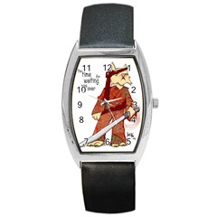 Samurai Cat Tonneau Leather Watch by cutepetshop