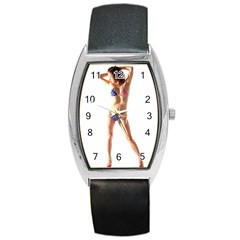 Usa Girl Tonneau Leather Watch by hlehnerer