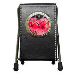 Red Hibiscus Stationery Holder Clock by ADIStyle