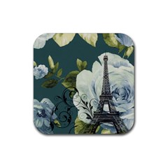 Blue Roses Vintage Paris Eiffel Tower Floral Fashion Decor Drink Coaster (square)