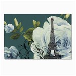Blue roses vintage Paris Eiffel Tower floral fashion decor Postcards 5  x 7  (10 Pack)