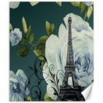 Blue roses vintage Paris Eiffel Tower floral fashion decor Canvas 8  x 10  (Unframed)