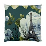 Blue roses vintage Paris Eiffel Tower floral fashion decor Cushion Case (Single Sided) 