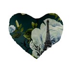 Blue roses vintage Paris Eiffel Tower floral fashion decor 16  Premium Heart Shape Cushion 