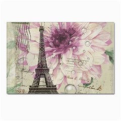 Purple Floral Vintage Paris Eiffel Tower Art Postcard 4 x 6  (10 Pack) by chicelegantboutique