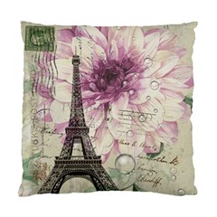 Purple Floral Vintage Paris Eiffel Tower Art Cushion Case (single Sided)  by chicelegantboutique