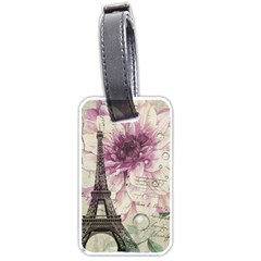Purple Floral Vintage Paris Eiffel Tower Art Luggage Tag (one Side) by chicelegantboutique