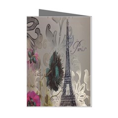 Floral Vintage Paris Eiffel Tower Art Mini Greeting Card (8 Pack) by chicelegantboutique