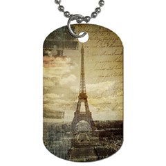 Elegant Vintage Paris Eiffel Tower Art Dog Tag (two-sided) 