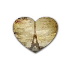 Elegant Vintage Paris Eiffel Tower Art Drink Coasters (heart)