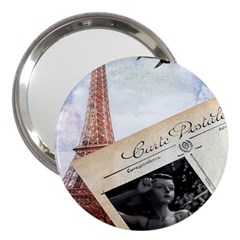 French Postcard Vintage Paris Eiffel Tower 3  Handbag Mirror