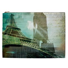 Modern Shopaholic Girl  Paris Eiffel Tower Art  Cosmetic Bag (xxl)