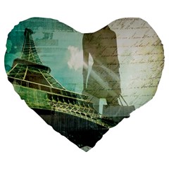 Modern Shopaholic Girl  Paris Eiffel Tower Art  19  Premium Heart Shape Cushion