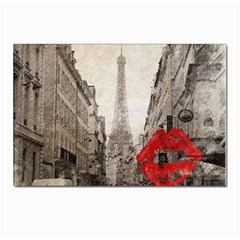 Elegant Red Kiss Love Paris Eiffel Tower Postcard 4 x 6  (10 Pack) by chicelegantboutique