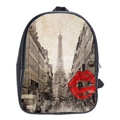Elegant Red Kiss Love Paris Eiffel Tower School Bag (large)