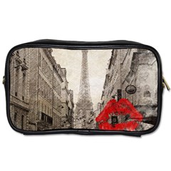 Elegant Red Kiss Love Paris Eiffel Tower Travel Toiletry Bag (one Side) by chicelegantboutique