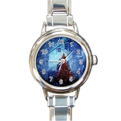 Elegant Winter Snow Flakes Gate Of Victory Paris France Round Italian Charm Watch by chicelegantboutique