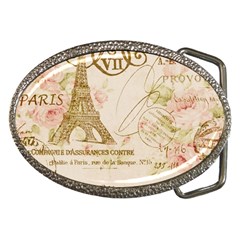 Floral Eiffel Tower Vintage French Paris Art Belt Buckle (oval)