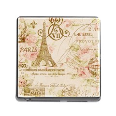 Floral Eiffel Tower Vintage French Paris Art Memory Card Reader With Storage (square)
