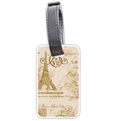 Floral Eiffel Tower Vintage French Paris Art Luggage Tag (two Sides) by chicelegantboutique