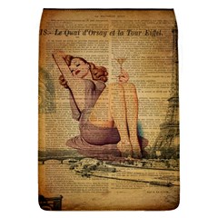 Vintage Newspaper Print Pin Up Girl Paris Eiffel Tower Removable Flap Cover (large)