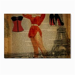 Vintage Newspaper Print Sexy Hot Gil Elvgren Pin Up Girl Paris Eiffel Tower Western Country Naughty  Postcard 4 x 6  (10 Pack) by chicelegantboutique