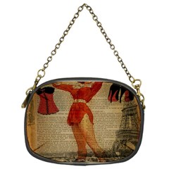 Vintage Newspaper Print Sexy Hot Gil Elvgren Pin Up Girl Paris Eiffel Tower Western Country Naughty  Chain Purse (one Side) by chicelegantboutique