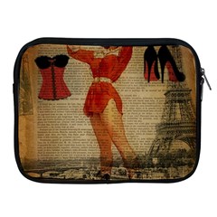 Vintage Newspaper Print Sexy Hot Gil Elvgren Pin Up Girl Paris Eiffel Tower Western Country Naughty  Apple Ipad 2/3/4 Zipper Case by chicelegantboutique