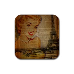 Yellow Dress Blonde Beauty   Drink Coaster (square) by chicelegantboutique
