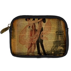 Vintage Paris Eiffel Tower Elegant Dancing Waltz Dance Couple  Digital Camera Leather Case by chicelegantboutique