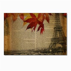Elegant Fall Autumn Leaves Vintage Paris Eiffel Tower Landscape Postcards 5  X 7  (10 Pack) by chicelegantboutique