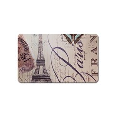 Vintage Scripts Floral Scripts Butterfly Eiffel Tower Vintage Paris Fashion Magnet (name Card) by chicelegantboutique