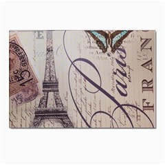 Vintage Scripts Floral Scripts Butterfly Eiffel Tower Vintage Paris Fashion Postcards 5  X 7  (10 Pack) by chicelegantboutique