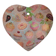 French Pastry Vintage Scripts Cookies Cupcakes Vintage Paris Fashion Heart Ornament by chicelegantboutique