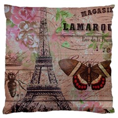 Girly Bee Crown  Butterfly Paris Eiffel Tower Fashion Large Cushion Case (two Sided)  by chicelegantboutique