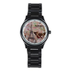Girly Bee Crown  Butterfly Paris Eiffel Tower Fashion Sport Metal Watch (black) by chicelegantboutique