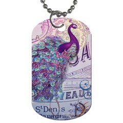 French Scripts  Purple Peacock Floral Paris Decor Dog Tag (two-sided)  by chicelegantboutique