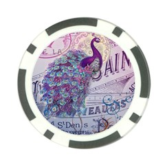 French Scripts  Purple Peacock Floral Paris Decor Poker Chip by chicelegantboutique