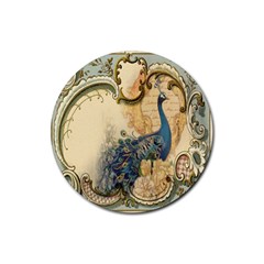 Victorian Swirls Peacock Floral Paris Decor Drink Coaster (round) by chicelegantboutique
