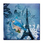 Girly Blue Bird Vintage Damask Floral Paris Eiffel Tower Ceramic Tile
