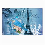Girly Blue Bird Vintage Damask Floral Paris Eiffel Tower Postcard 4 x 6  (10 Pack)