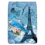 Girly Blue Bird Vintage Damask Floral Paris Eiffel Tower Removable Flap Cover (Small)