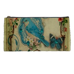 Victorian Girly Blue Bird Vintage Damask Floral Paris Eiffel Tower Pencil Case by chicelegantboutique