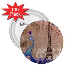 Modern Butterfly  Floral Paris Eiffel Tower Decor 2 25  Button (100 Pack) by chicelegantboutique