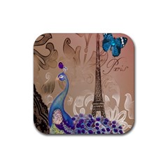 Modern Butterfly  Floral Paris Eiffel Tower Decor Drink Coasters 4 Pack (square) by chicelegantboutique