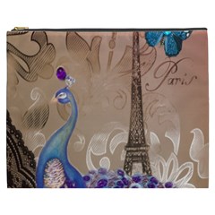Modern Butterfly  Floral Paris Eiffel Tower Decor Cosmetic Bag (xxxl) by chicelegantboutique