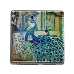 French Scripts Vintage Peacock Floral Paris Decor Memory Card Reader With Storage (square) by chicelegantboutique