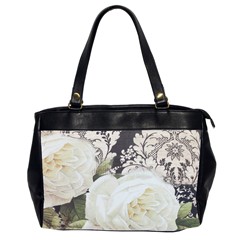 Elegant White Rose Vintage Damask Oversize Office Handbag (two Sides) by chicelegantboutique