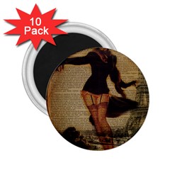 Paris Lady And French Poodle Vintage Newspaper Print Sexy Hot Gil Elvgren Pin Up Girl Paris Eiffel T 2 25  Button Magnet (10 Pack) by chicelegantboutique