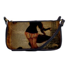 Paris Lady And French Poodle Vintage Newspaper Print Sexy Hot Gil Elvgren Pin Up Girl Paris Eiffel T Evening Bag by chicelegantboutique
